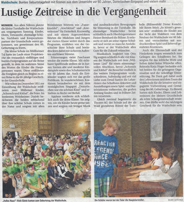 60 Jahre Waldschule - Weinheimer Nachrichten 18. Juli 2012
