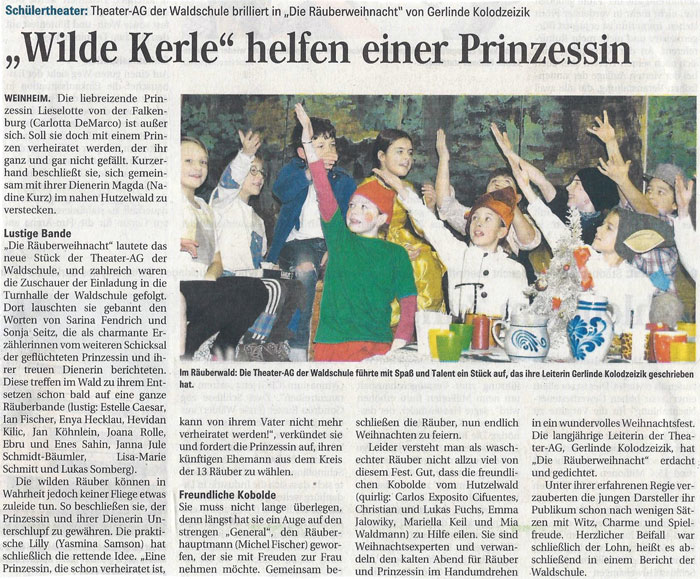 Wilde Kerle - Weinheimer Nachrichten 03. Janunar 2013